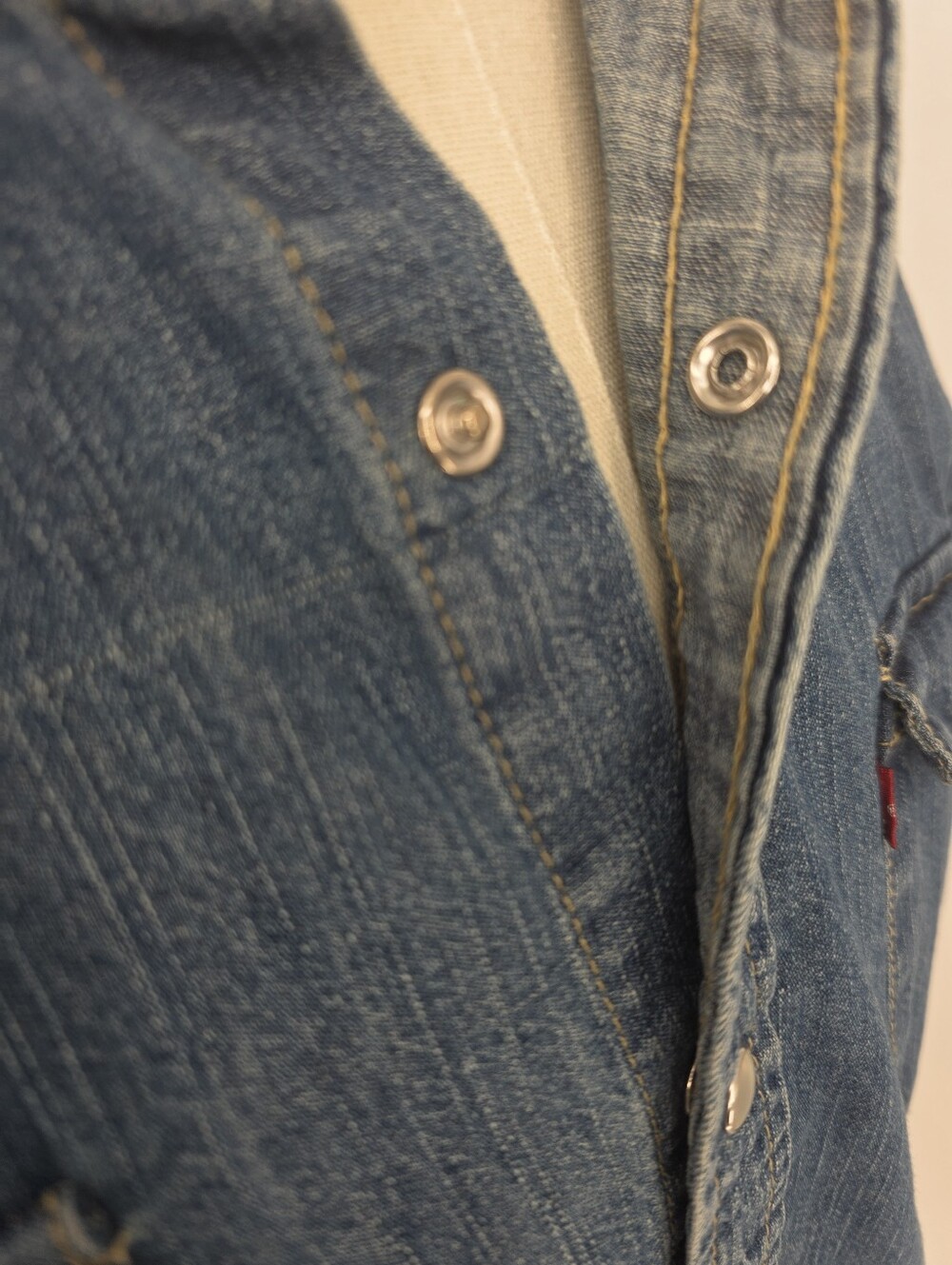 Levi's Standard Fit Pearl Snap Western Denim Shirt Mens L Blue Cotton - Picture 4 of 12